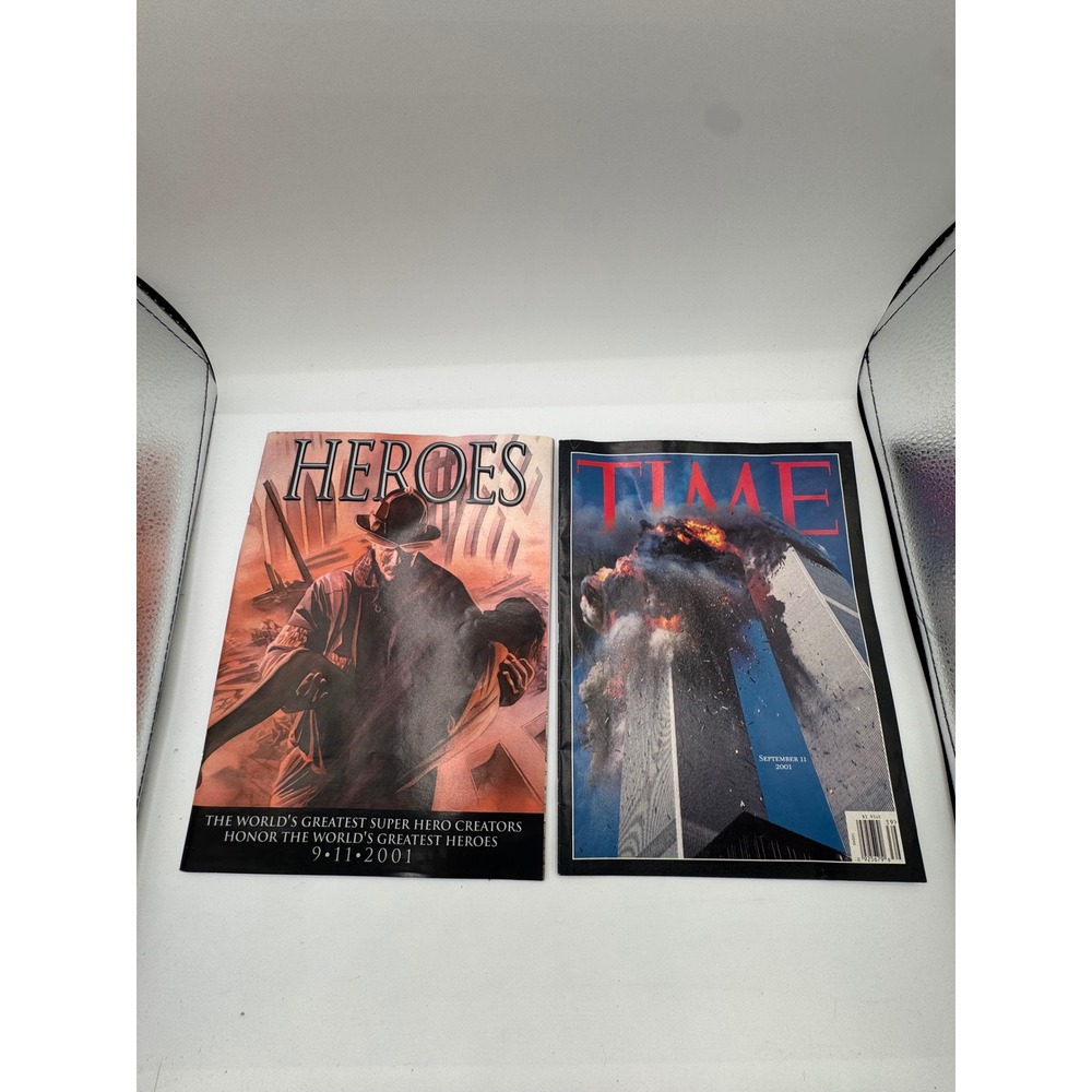 9/11 Tribute Magazine Lot Marvel Heroes Comic 2nd Print & Time Special Edition